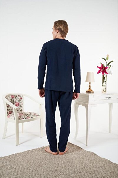 Estiva Solid Color Long Sleeve Fleece Men's Pajama Set