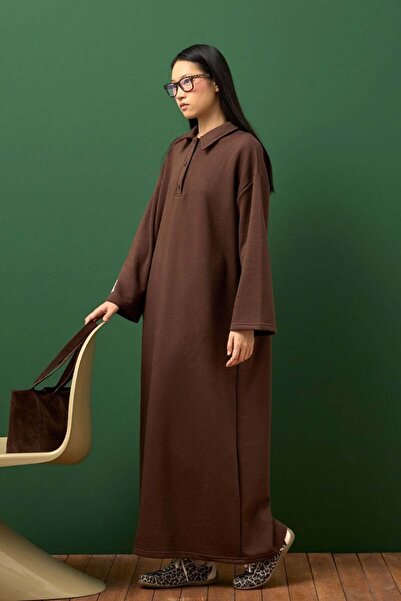 Ceylan Otantik Chocolate 3 Thread Collar Dress