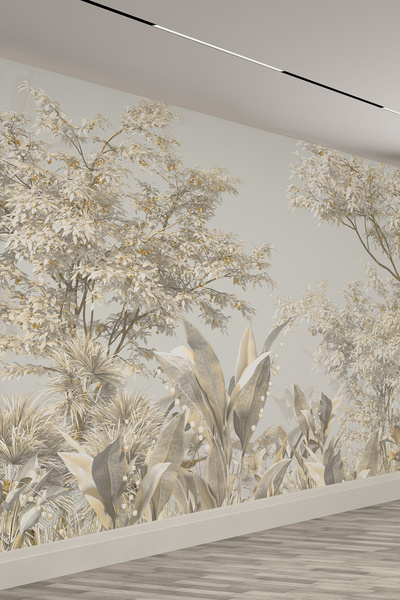 dreamwall Bej Egzotik Orman Desenli Tekstil Duvar Kağıdı