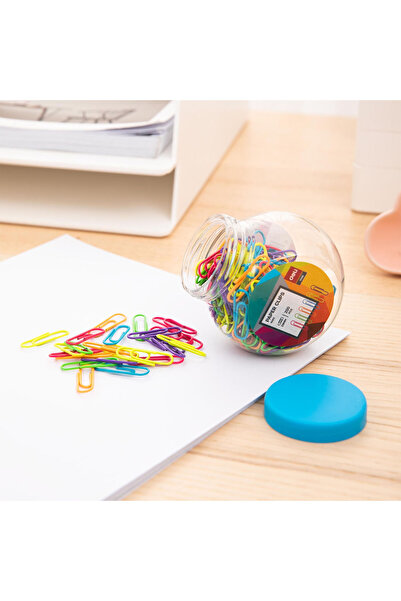 Deli Cleme metalice 29 mm culoare 200 buc borcan plastic