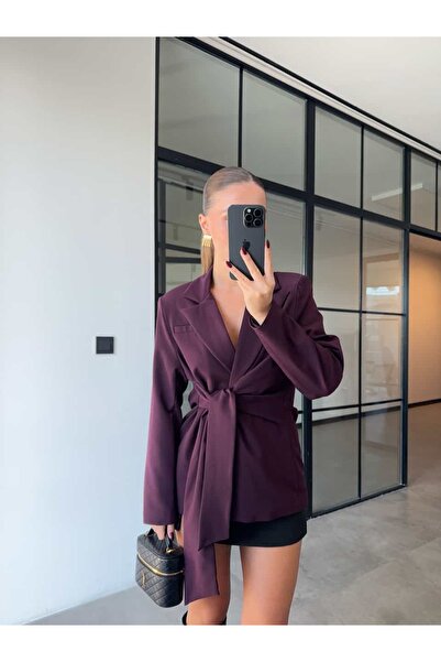 BB Bensu Buyruk سترة بوردو مع رباط ياندان