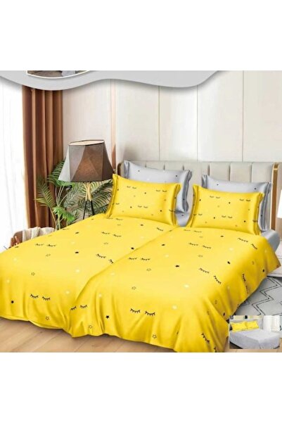 Casa de Vis Set lenjerie de pat dublu, bumbac satinat, 220 x 240 cm, 7 piese,