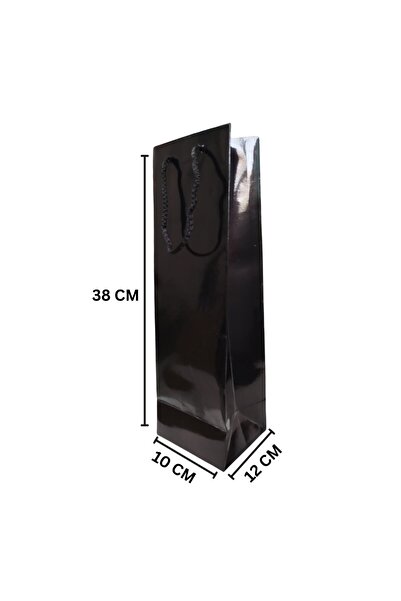 roco paper Şişe Taşıma Çantası, Şişelik, Hediye, Alışveriş, Parti için Karton Çanta, Siyah, 25 Adet,38x12x10 C