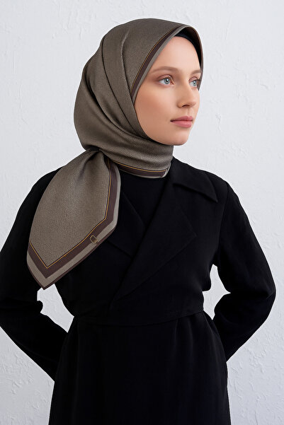 Armine Sura Saf İpek Eşarp 9401 - 36 Gri Karışık Desen