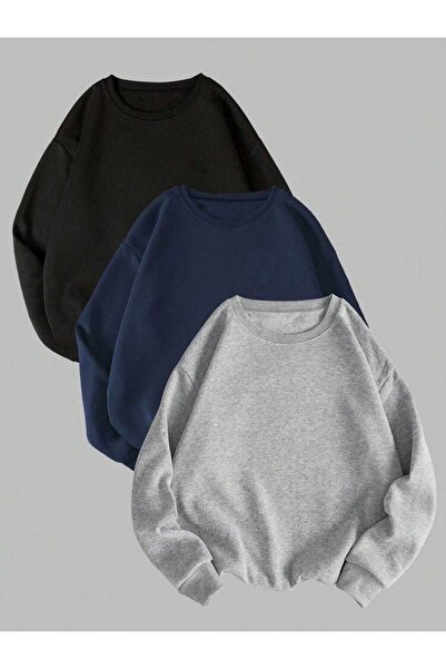 trendgar Μαύρο μπλουζάκι με γκρι ναυτικό χρώμα 3Lu με λαιμόκοψη ποδηλάτου