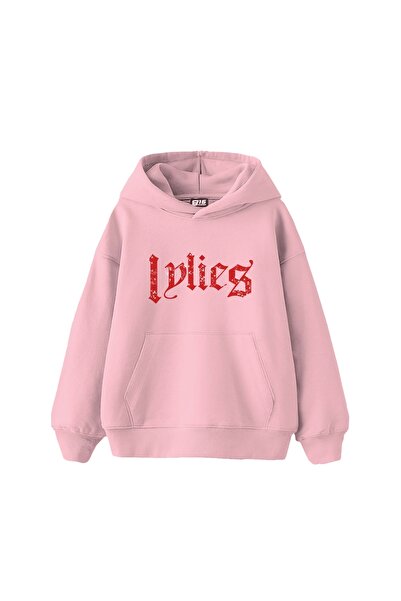 Sekizbiraltı Hanorac oversize unisex roz cu imprimeu Lylies Red Stone