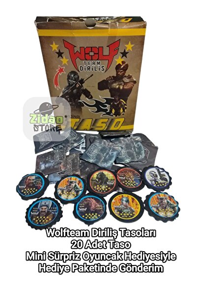 Emrah Gültekin WOLFTEAM Diriliş Tasoları 20 Adet | Hediye Paketli + Mini Sürpriz Oyuncak ve Şeker Hediyesi