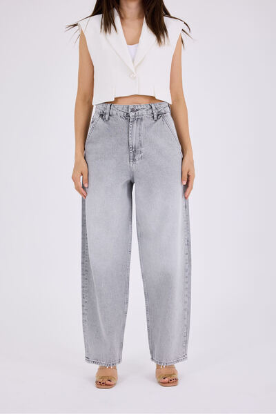 cracpot CRC Kadın Yüksek Bel %100 Cotton Skater Jeans Pantolon