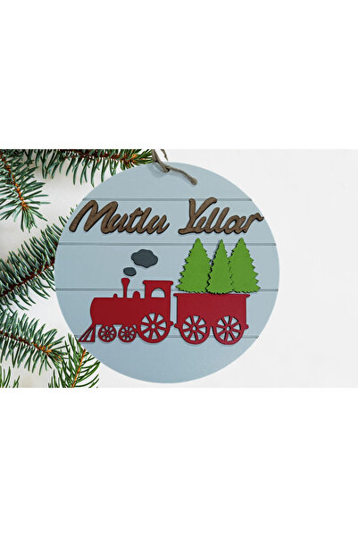 Şirin Lazer زينة عيد الميلاد على شكل قطار أحمر من خشب الصنوبر، ديكور حائط، زخ...