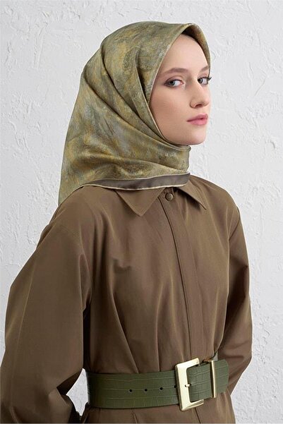 Armine Tivil Pure Silk Scarf 9433 - 36 Πράσινο Μικτό Σχέδιο