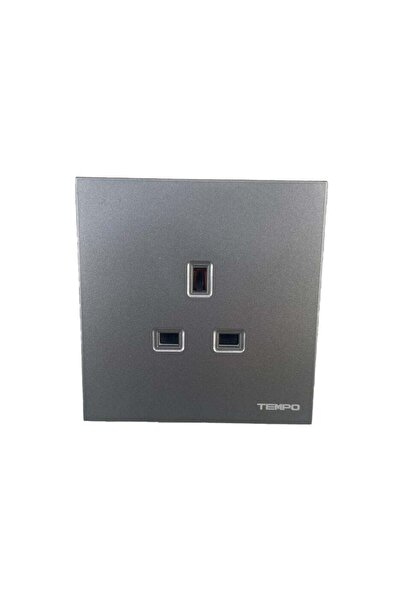 Tempo مقبس 13 أمبير بدون مفتاح بيانو رمادي رفيع