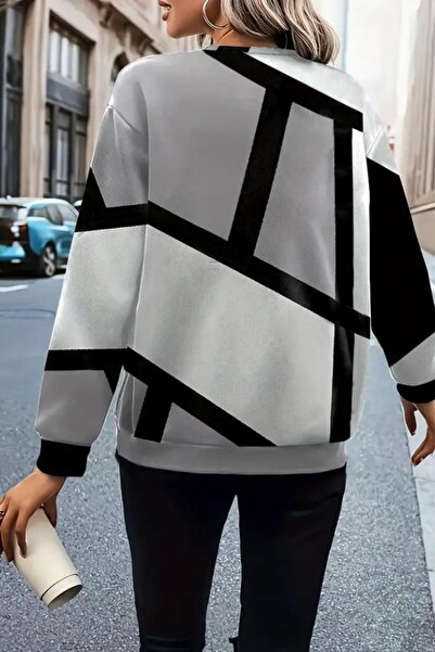 Mossta Μπλούζα με μακρυμάνικο σχέδιο με λεπτομέρεια με φερμουάρ - Γκρι