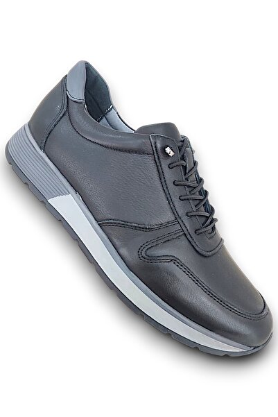 Elit Alvino 747 Siyah Hakiki Deri Ortopedik Rahat Lastikli Mevsimlik Erkek Ayakkabı