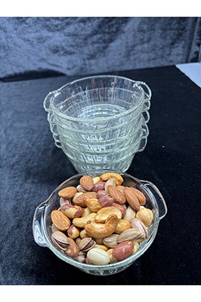 DİBA AVM 6-Piece Cup and Saucer Set Glass Magnolia Dessert Bowl 6-Piece Glass 130 ml