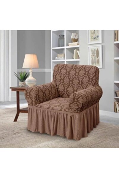 Sale4u Set 2 huse elastice pentru fotolii, model Jacquard, Cafea cu lapte