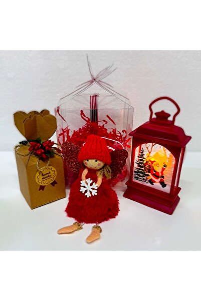 velve Συσκευασία Secret Santa, φωτεινή διακόσμηση φαναριού με τον Άγιο Βασίλη, διακοσμητικός άγγελος, γλυκά χριστουγεννιάτικου δέντρου