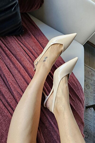 Topukla Footwear 10 1104 Ops Topukla Kadın Arkası Açık Stiletto Kadeh Topuk A...