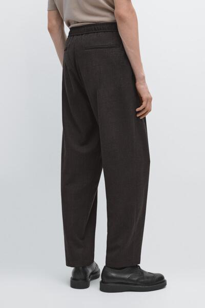Massimo Dutti Kazayağı desenli yün karışımlı pantolon