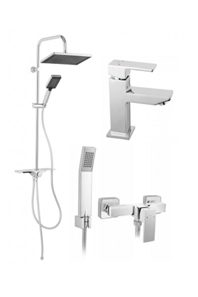 FERRO Pachet Baterie Duș 3 în 1, Baterie Lavoar Zicco-Set KANTO VERDELINE Bară de Duș 3 Funcții