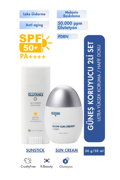 GLUTANEX Stick and Cream Spf 50+ Sunscreen Set of 2 - Anti-Blemish Brightenin...