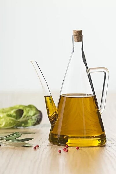 NEWNOW Chef 500 ml Borosilicate Glass Oil Pot Oil Dispenser Vinegar Dispenser with Bamboo Base