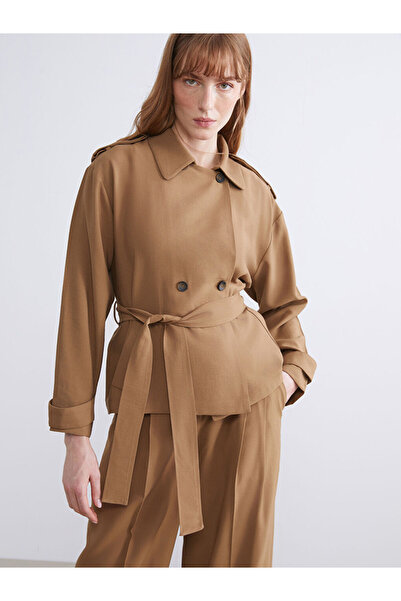 LC Waikiki Brown Shirt Collar Oversize Women's Jacket