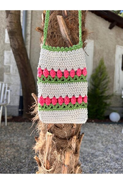 Patiska Tasarım Handmade Crochet Floral Pattern Shoulder Bag - Colorful Summe...