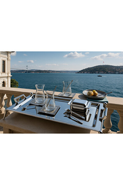 Davet Defne Paslanmaz Çelik Ayaklı 40 Parça Çay Seti - 40 Parça Çay Seti