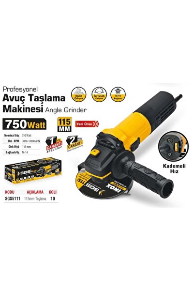 Genel Markalar -5111 750W 115mm Devir Ayarlı Avuç Taşlama Makinesi – Elektrikli Kablolu