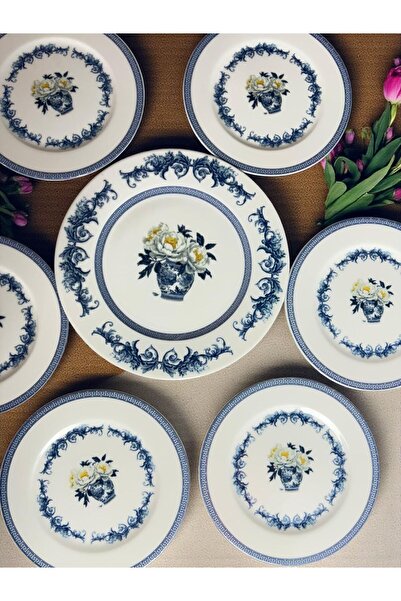 qtahya homes queen of kütahya 7-Piece Porcelain Cake Set – Stylish Presentation Plates and Cake Serving Set