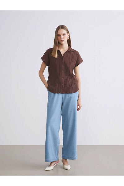 LC Waikiki Indigo Elastic Waist Wideleg Women's Jean Trousers