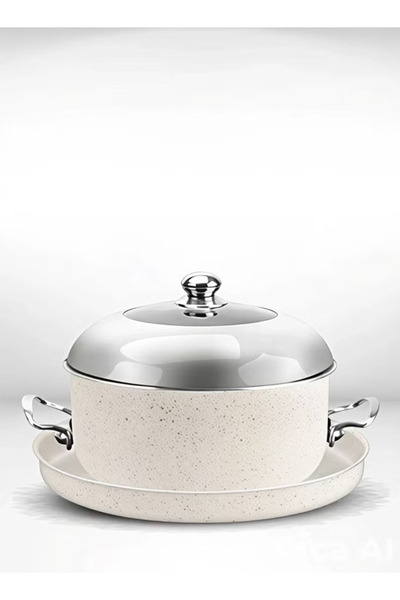 Cady One قدر مقلوبة من الجرانيت رمادي مع صينية وغطاء