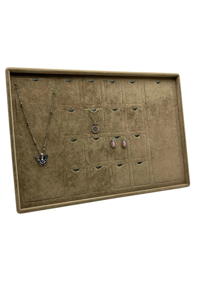 MeGass Dekor حامل قلادة من قماش الجلد المدبوغ بني اللون بطول 34-24 سم مع 18 و...