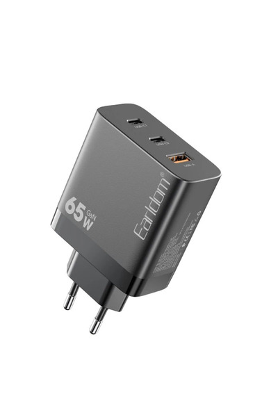 Earldom 2Adet Type-C/1 Adet USB Çıkış 65W GAN Şarj