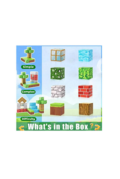 SARALMA Magnetic Building Blocks, 184 pieces, compatible with Minecraft, STEM educational toy