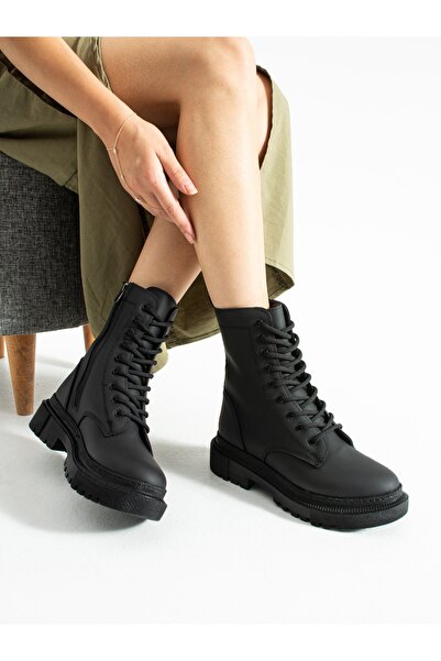 ALEMDAR AYAKKABI Γυναικείες μπότες NOXA με μαύρα κορδόνια