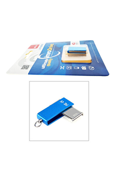 Imro Edge 16GB USB 2.0 flash drive, with rotating cap, compact design, blue