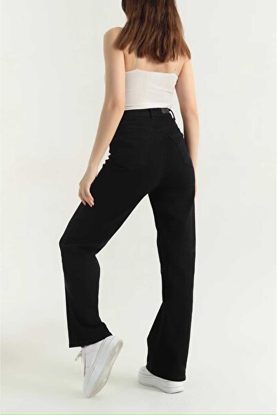 sion jeans Palazo Black High Waist Women's Denim Pants Silvery Black Star