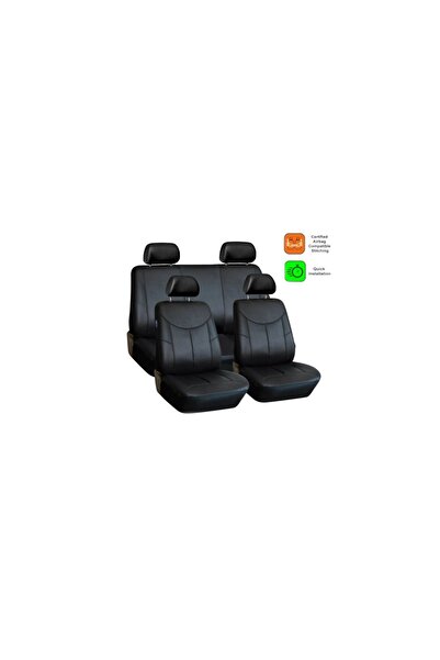 CED AUTO TRADE Universal Car Seat Covers Set, 10 Pieces, Black -Leather
