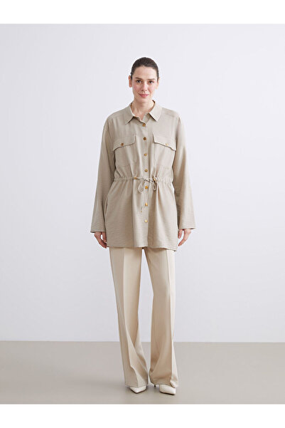 LC Waikiki Rmz Gi̇yi̇m Farkiyla Shirt Roba Collar Gathered Women's Jacket