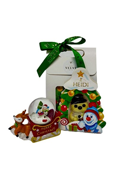 velve Pachet Secret Santa, cu ornament glob de zapada cu Sania Mosului si fig...