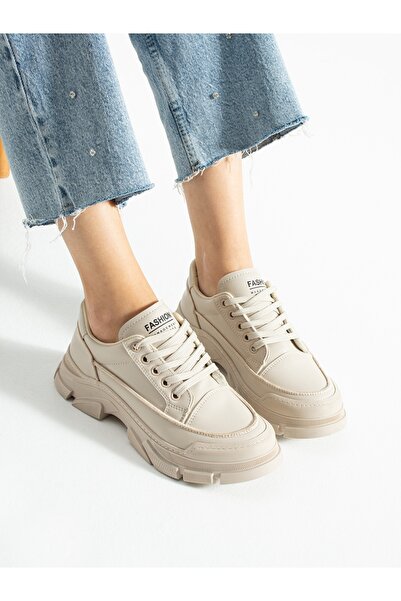 ALEMDAR AYAKKABI DUSK krem sportske cipele sa vezanjem za žene