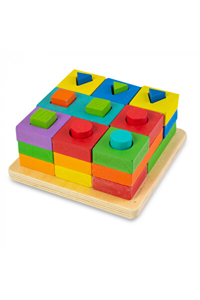 Nurio Jucărie din lemn - Blocuri de construcție de potrivit și stivuit -