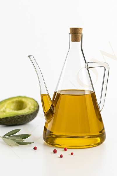 NEWNOW Chef 500 ml Borosilicate Glass Oil Pot Oil Dispenser Vinegar Dispenser with Bamboo Base