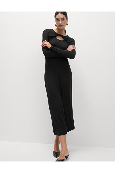 Marks & Spencer Jarse Ribanalı Midi Kolon Elbise