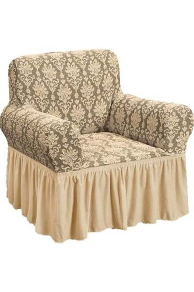 Sale4u Set 2 huse elastice pentru fotolii, model Jacquard, Bej
