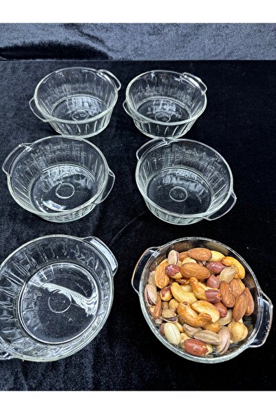 DİBA AVM 6-Piece Cup and Saucer Set Glass Magnolia Dessert Bowl 6-Piece Glass 130 ml