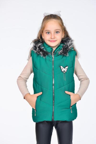 Kamex Girls' Embroidered Winter Puffer Vest