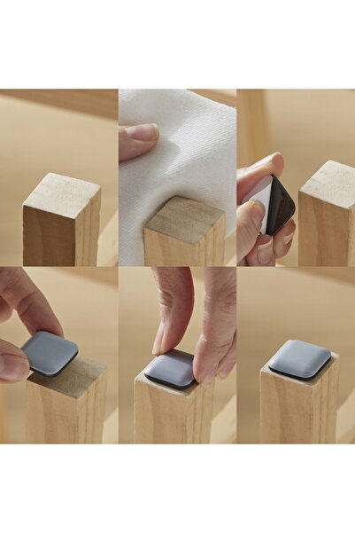 SHOPIENS Set 8 bucăți protecție podea pentru mobilă Shopiens®, teflon, autoadeziv, 24 x 24 mm