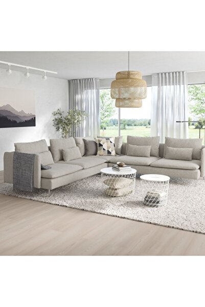 Haliloğlu Bella Tam Köşe Takımı (gri-vizon) 291x291cm, Keten 30